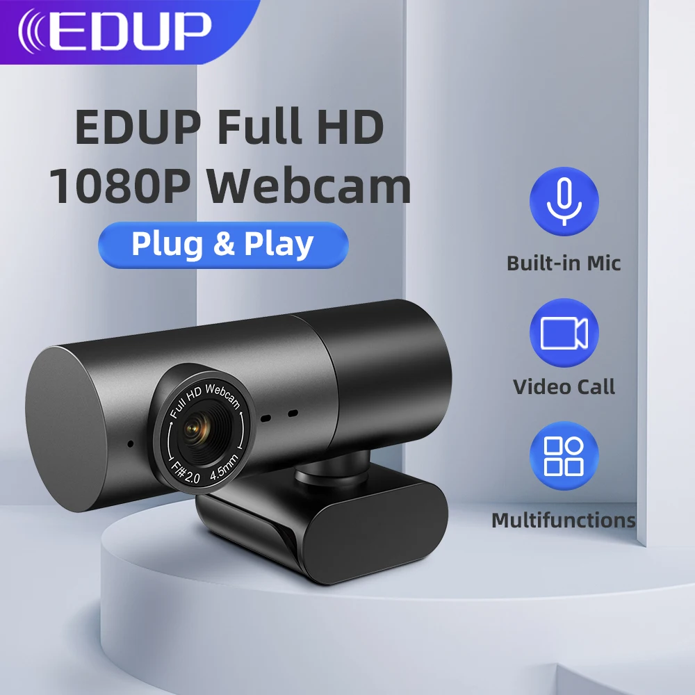 Веб-камера EDUP HD 1080P для ПК мини-камера прямой трансляции с микрофоном поворотная