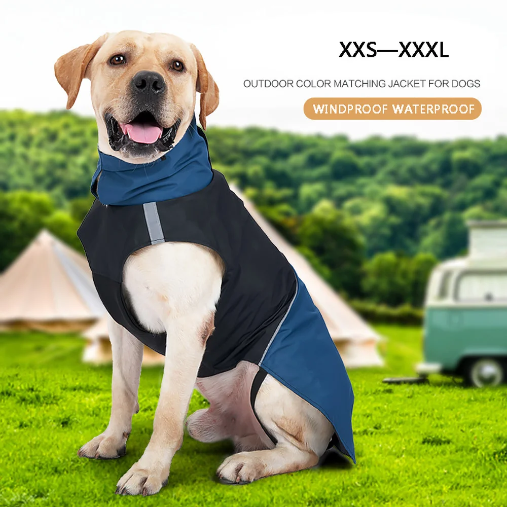 

1x Reflective Waterproof Dog Jacket Colorblock Polyester Windproof Warm Vest Jacket Outdoor Travel Pet Raincoat XXS-XXXL