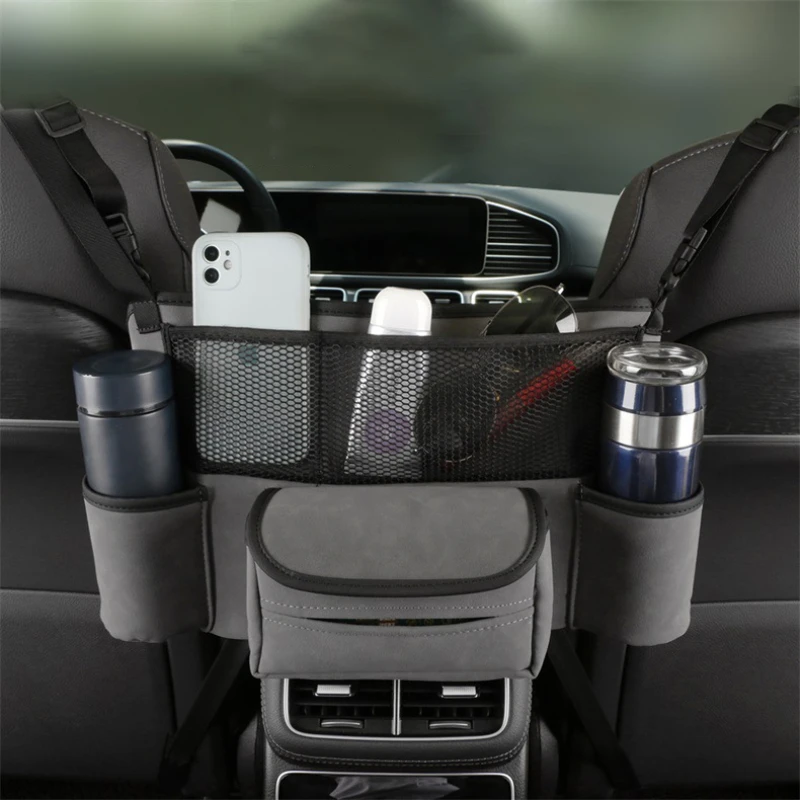 

Car Organizers and Storage Bag Between Front Seats Auto Consoles Organize Tissue Water Cup Net Pocket Barrier of Pet Dog Leather