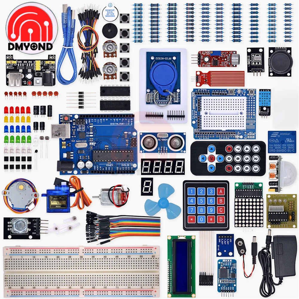

Complete Starter Kit for Arduino UNO R3 Project with Tutorial, Stepper Motor Ultrasonic Sensor Jumper Wire for Electrical Tool