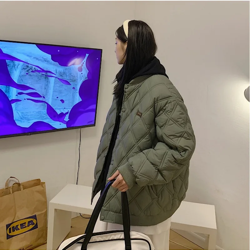 Winter Jacket Men Warm Fashion 4 Colors Casual Thickened Plaid Baseball Uniform Coat Men Korean Loose Short Coat Mens Parker