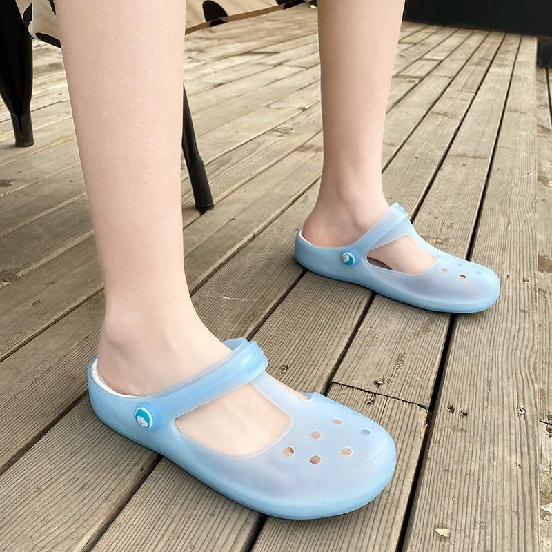 YISHEN Summer Women's Sandals Mary Jane Jelly Shoes Casual Transparent Shoes Footwear Sandals For Girls Sanitary Clogs Woman