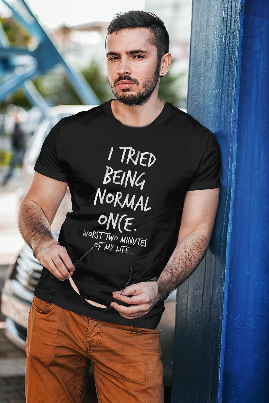 

I Tried Being Normal Once Worst Two Minutes of My Life Men's Harajuku T-shirt Short Sleeve Casual Graphic Fashion Tees Clothes