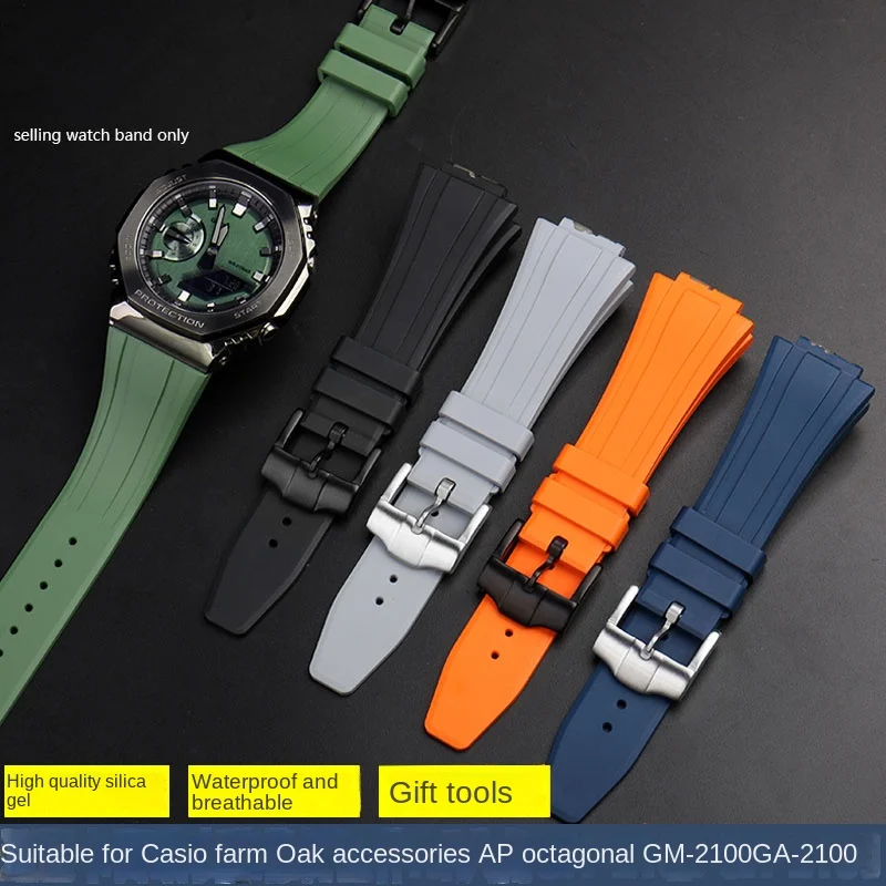 

Rubber Watchband Modified Strap For C-asio G-SHOCK GA2100 GA2110 GM2110 Series Silicone Watch Bracelet 16mm black/green