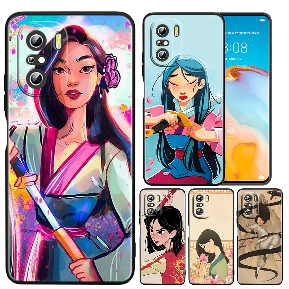 

Anime Girl Mulan Cool Case For Xiaomi Redmi K50 K40 Gaming K30 K20 Pro 5G 10X 9T 9A 9C TPU Soft Black Phone Cover Capa Coque