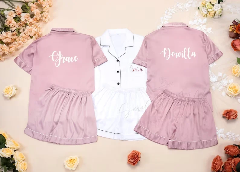 Подходящий женский набор сатиновый индивидуальный Шелковый свадебный костюм