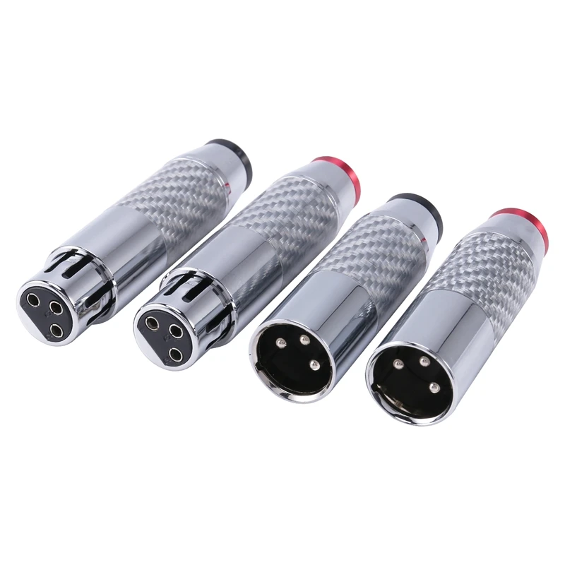 

4Pcs XLR Male Female Connector 3 Pin Carbon Fiber XLR Microphone Audio Connector Plug