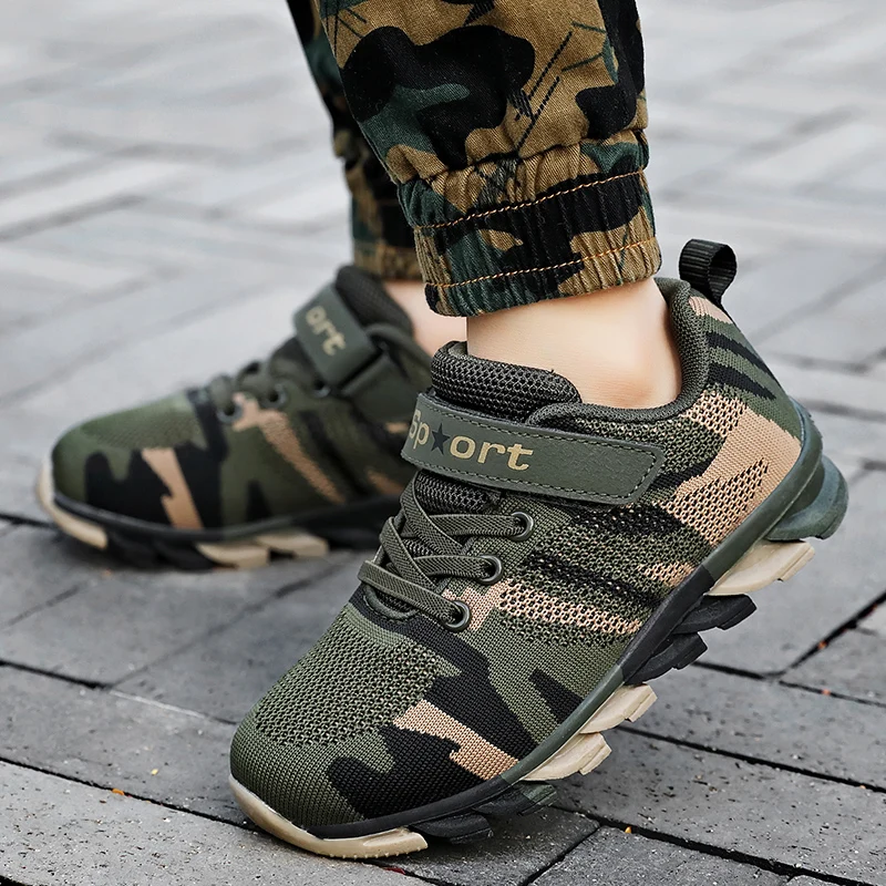All Seasons Kids Sneakers Children's Fashion Sports Shoes Camouflage Mesh Boys Running Leisure Walking Shoes Breathable Shoes