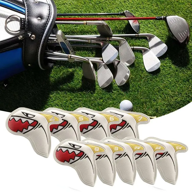 

9Pcs Golf Club Head Cover Golf Iron Headcover Sharks Design With Number Protective Golf Accessories Protective Cover