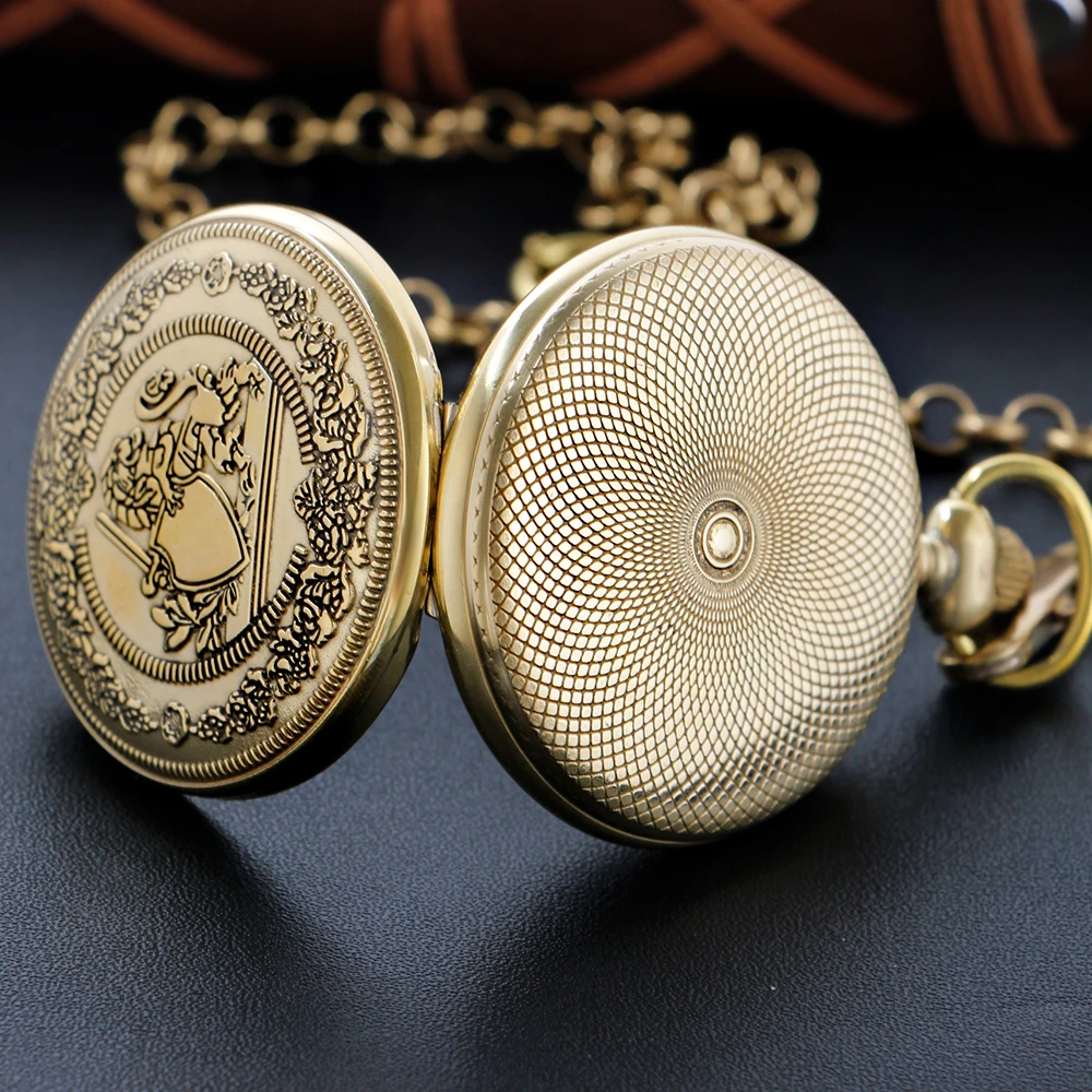 Antique Noble Knight Emblem Sign Mechanical Pocket Watch Men's Necklace Pendant Clock Retro Gentleman Gift Accessories