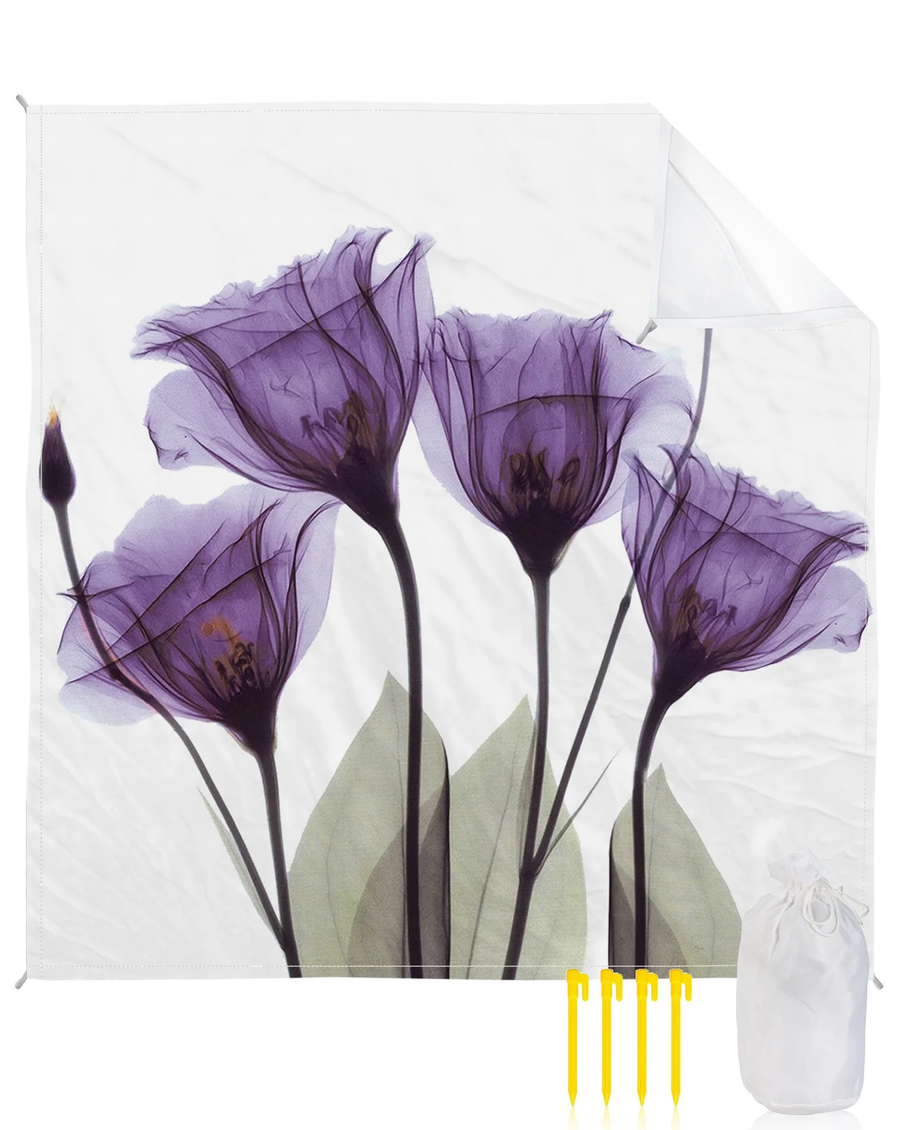 

Пасторальный водостойкий пляжный коврик с фиолетовыми цветами, абстрактный, без песка, пляжное полотенце, одеяло, Открытый Дорожный Коврик ...