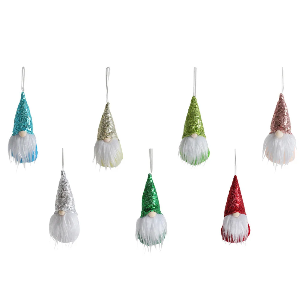 

7Pcs Xmas Tree Sequin Rudolph Pendants Small Hanging Decors for Xmas