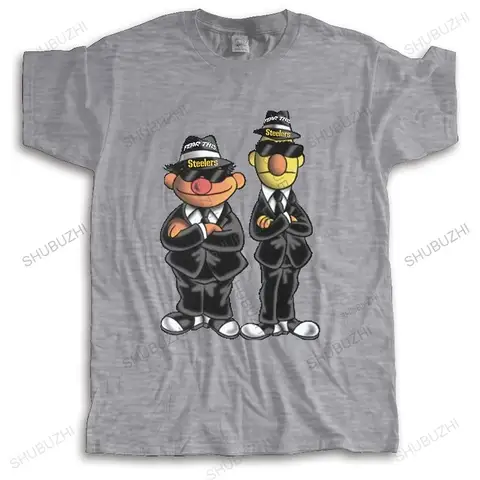 Летняя мужская брендовая хлопковая черная футболка с коротким рукавом Ernie und Bernt-Bluetooth Brothers подарок для мужчин женщин STEELERS новая футболка
