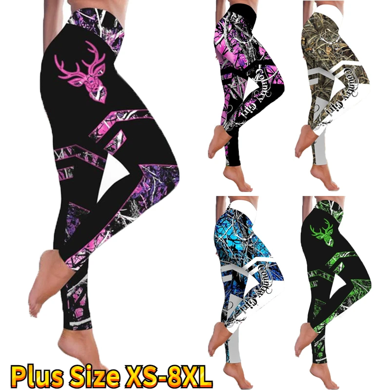 Спортивные женские леггинсы с высокой талией крутые штаны для йоги 3D оленем