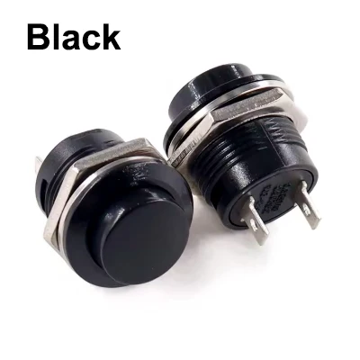 

1 ~ 100 шт. R13-507 мгновенный кнопочный переключатель черный, синий, красный, белый, желтый, зеленый, 16 мм, 2 контакта, 6A/125 В переменного тока, 3A/250 В переменного тока, круглые переключатели