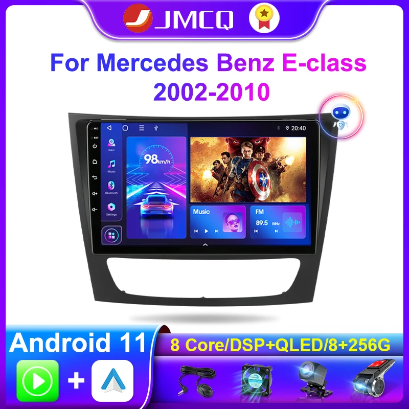 JMCQ Android 11 2 Din Car Radio For Mercedes Benz E-class E Class W211 E200 CLS 2002 - 2010 Multimedia Video Player Navigation