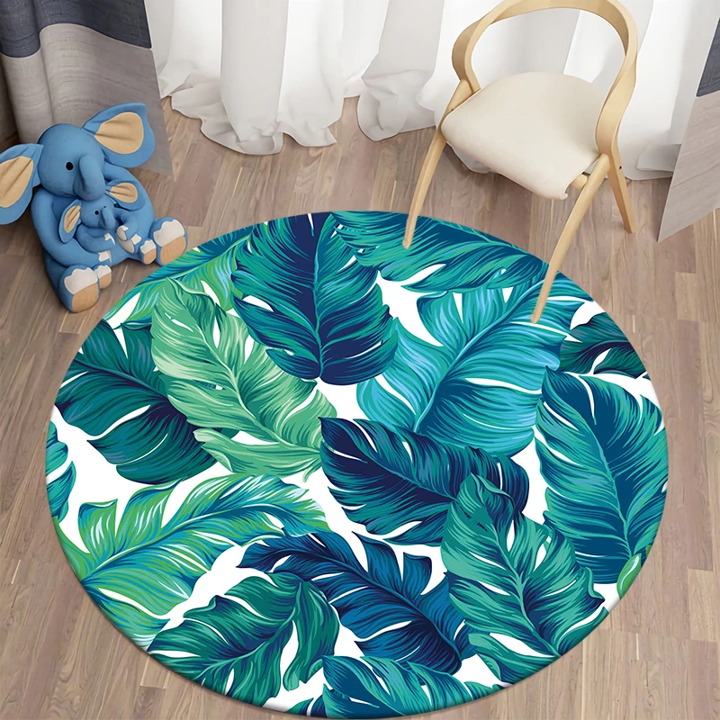 

Green Tropical round carpet floor mat polyester carpet mat children's room decor Doormat kitchen floor mats living room carpet
