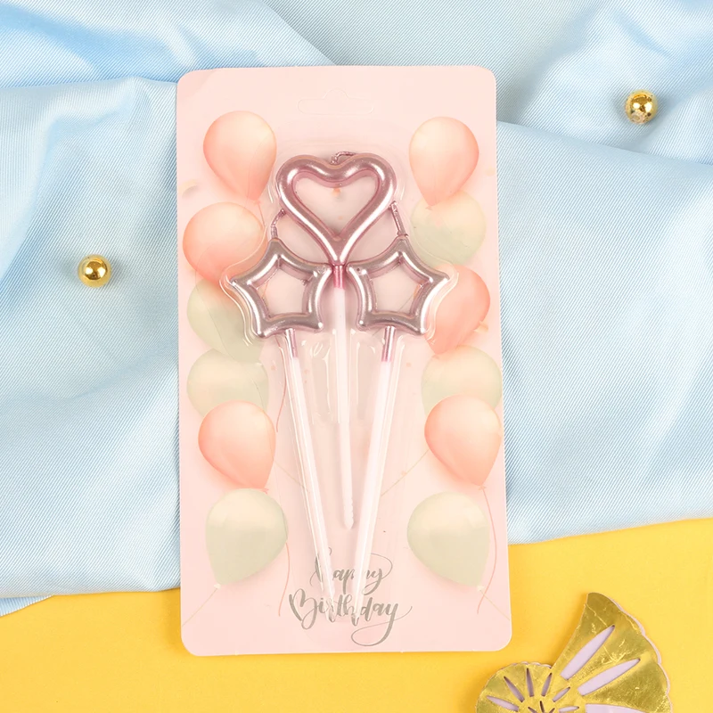 Звезда сердце день рождения сверкающая свеча романтическое украшение торта торт