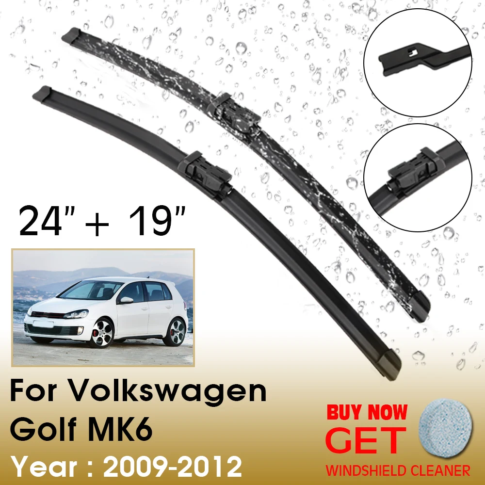 

Car Wiper Blade For Volkswagen Golf MK6 24"+19" 2009-2012 Front Window Washer Windscreen Windshield Wipers Blades Accessories