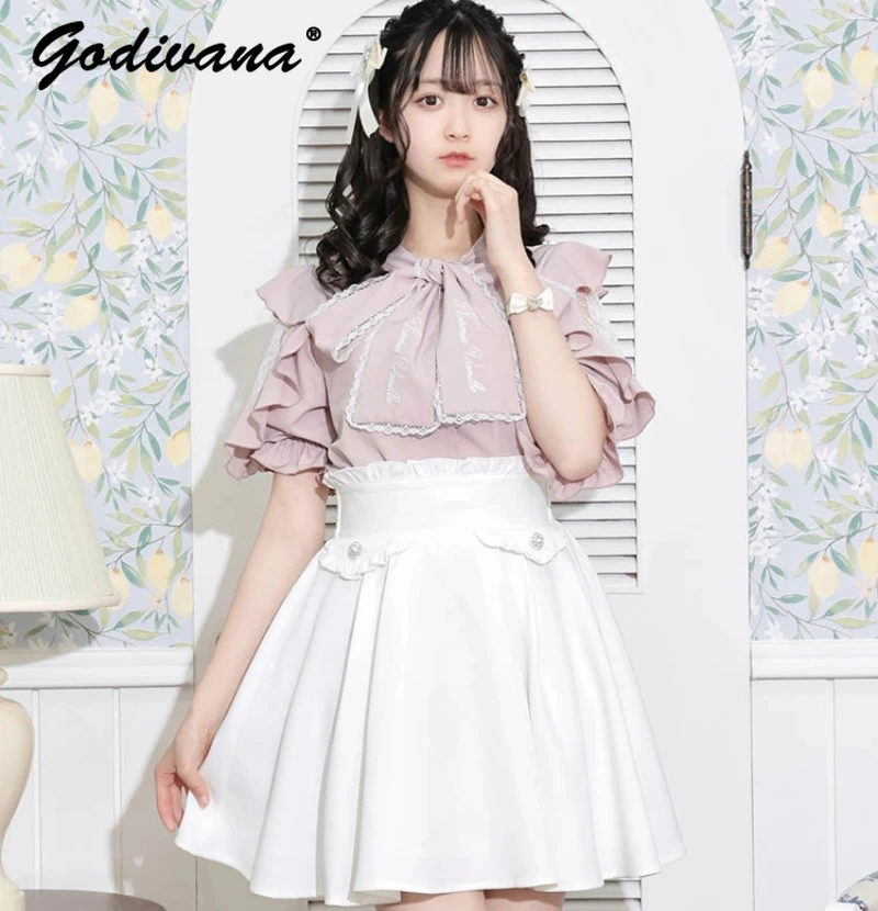 Женская кружевная рубашка с коротким рукавом