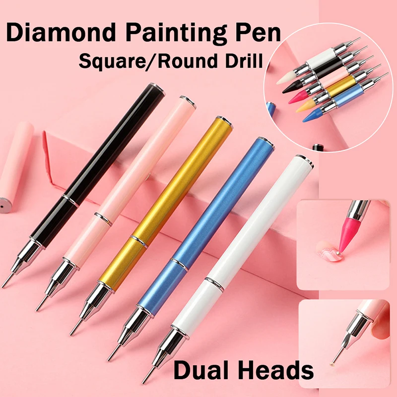 New Dual-ended Crystal Pen Rhinestones Gems Picking Nail Dotting Pen Wax/Stainless steel Pen Picker Tool Diamond Painting Tools