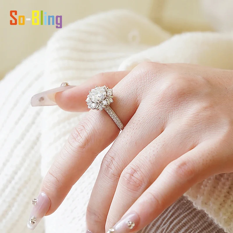 Фото Кольцо с муассанитом So-Bling 1 карат и сертификатом Gra, кольца из стерлингового серебра 925 пробы для женщин, элегантные изысканные ювелирные изделия для вечеринок №5