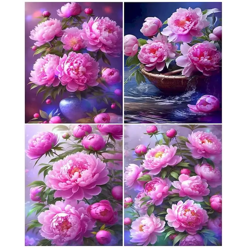 

CHENISTORY Picture By Number With Frame Purple Peony Kits Home Decor Painting By Numbers On Canvas Handpainted Art Gift