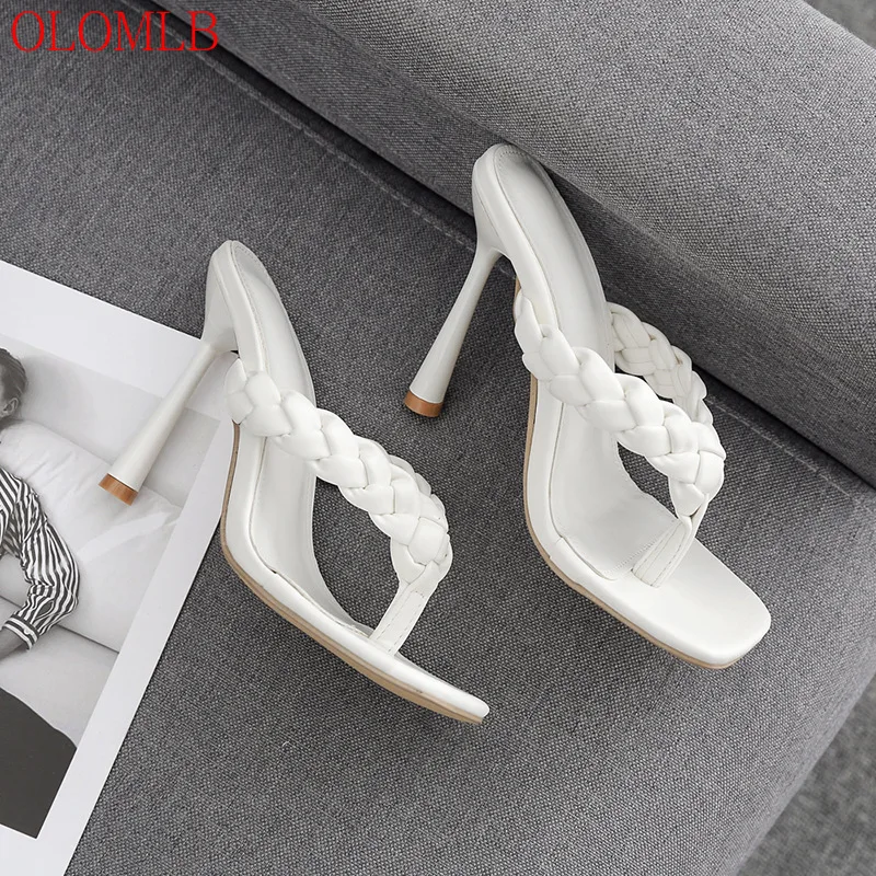 

Женские туфли на высоком каблуке 11 см, с плетением, Размеры 35-42