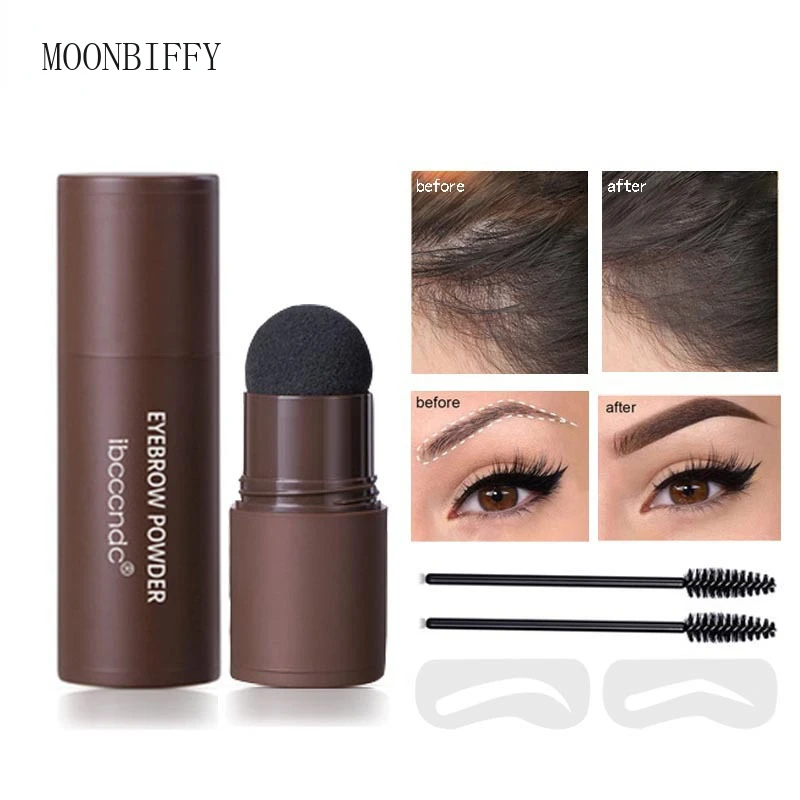 

3 In 1 Eyebrow Stamp Kit Brow Powder for Hairline Contour Waterproof Long Lasting Eyebrows Shaping with Brow Card Stencils