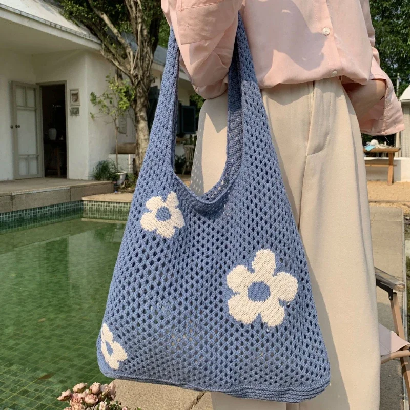 

Новая простая сумка через плечо в стиле ретро, женская модная сумка-тоут с милыми цветами, Вместительная женская сумка для покупок
