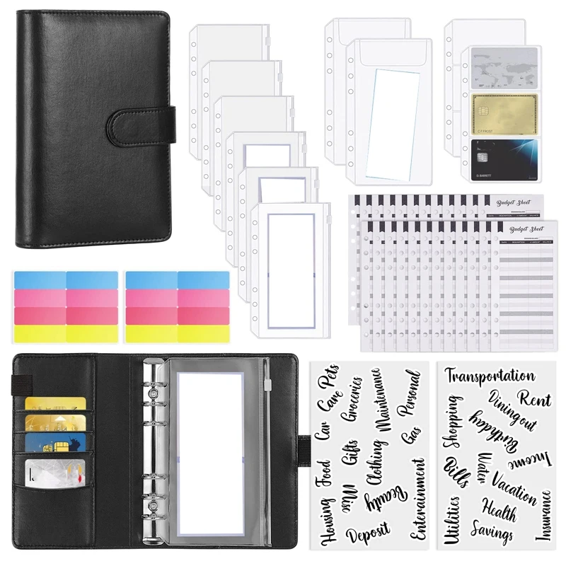 

45 Pcs Budget Binder With Zipper Envelopes,For Cash Bills Coupon Card, Budget Planner For Saving Money,Cash Envelopes