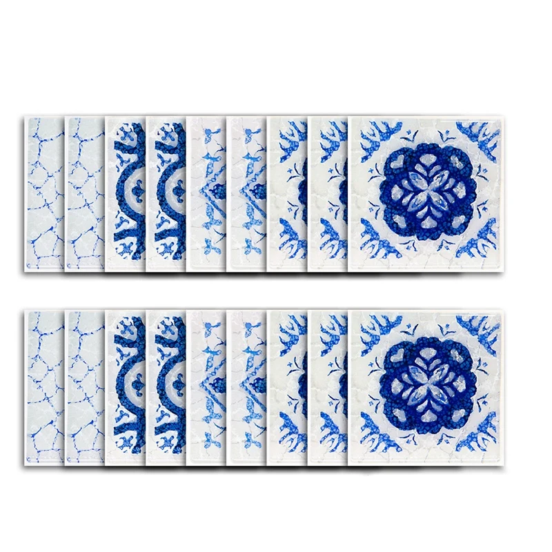 

18 Pcs Self Adhesive Tile Sticker Kitchen Backsplash Bathroom Wall Tile Stickers Decor Waterproof Peel Stick PVC Tiles 10X10cm M