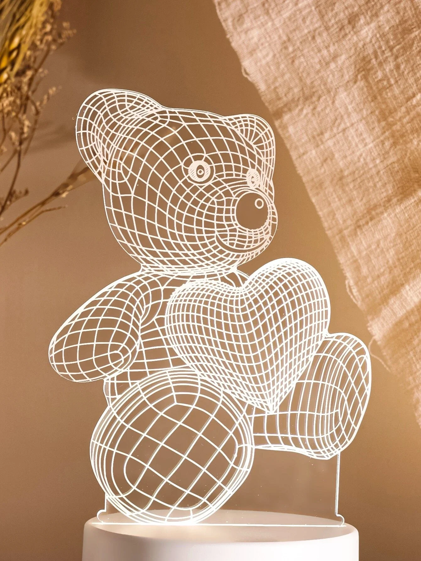 

1pc 3 Color Changeable 3D Bear Light
