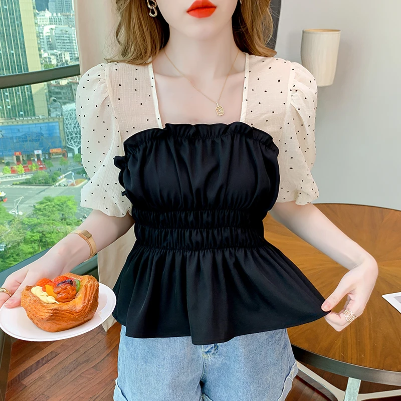 Милая сетчатая строчка с коротким рукавом |