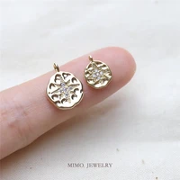 mimo jewelry color gold plated irregular concave and convex surface round cake polaris eight star small pendant diy accessories