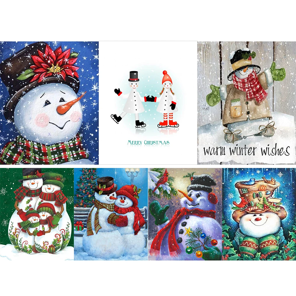

Snowman Frameless Picture Oil Paint by Numbers Hand Painting Artworks Gifts Home Living Room Bedroom Decorations