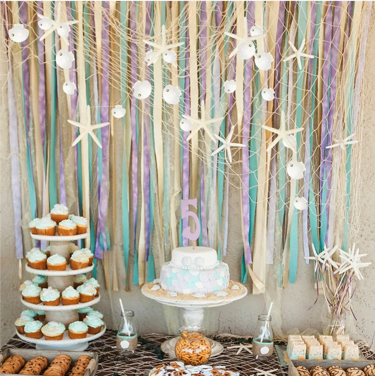

3M Starfish Shell Banner Garland Ocean Mermaid Theme Banner Girls Birthday Under The Sea Party Decor Baby Shower Supplies