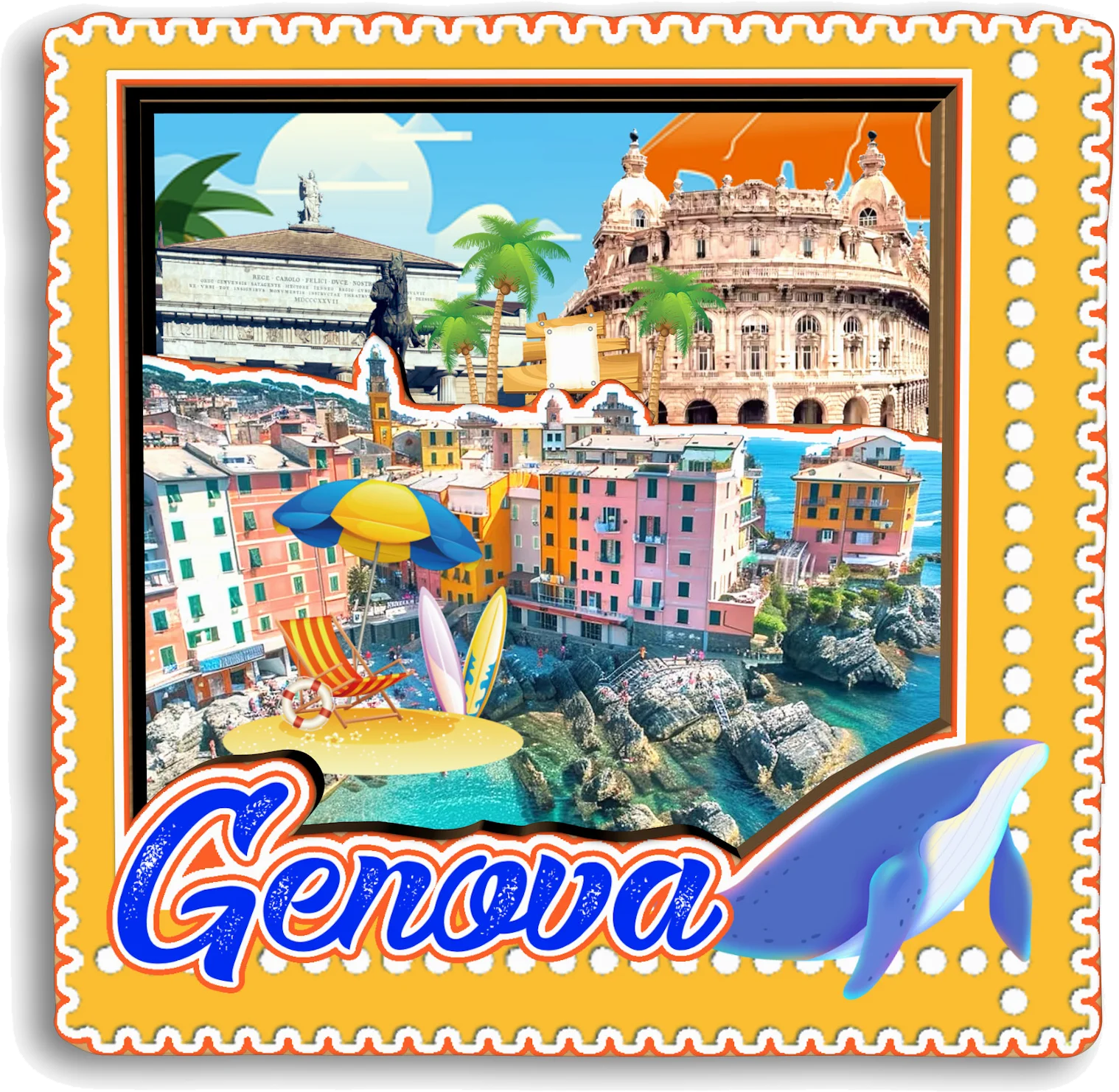 Магнит для холодильника Bologna Genova Sirmione Lecce Italy