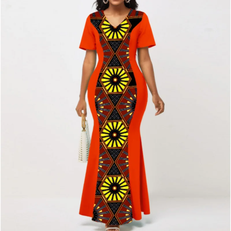 

Женское платье-Русалка с V-образным вырезом и высокой талией