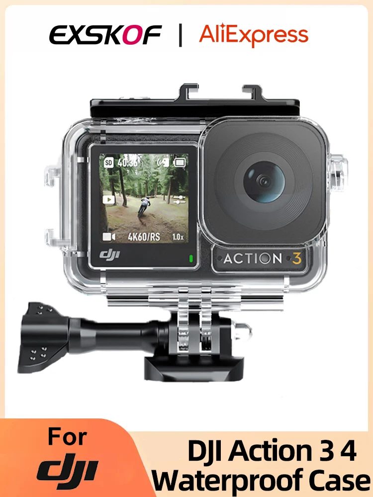 

Action Camera Waterproof Case Diving 40M Depth Cold Shoe Opening Design Stainless Steel Button For DJI OSMO Action 3 Action 4