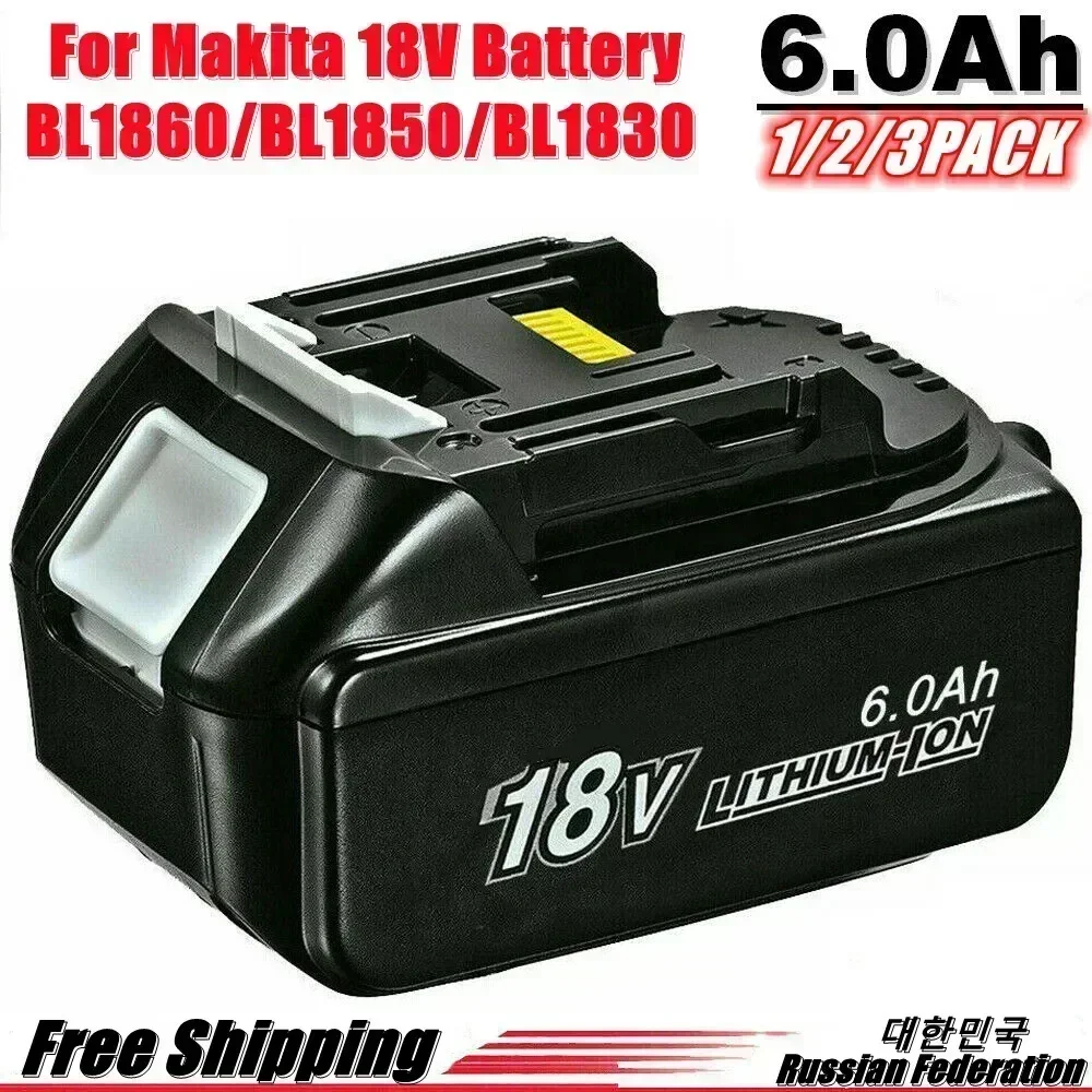 1-3 упаковки BL1860 18 В 6000 мАч аккумуляторная батарея для Makita BL1830B BL1860B BL1840B BL1815 LXT-400 18650
