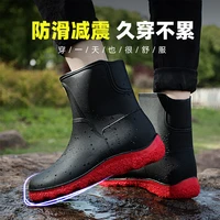 rain boots mens mid calf rain boots mens low cut rain shoes non slip waterproof short high top fleece lined rubber shoes