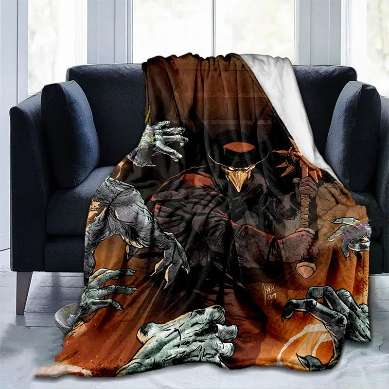 

Plague Doctor Pattern Flannel Throw Blanket Decoration Home Sofa Couch Bed Soft Lightweight Funny Unisex Children Adults Gifts