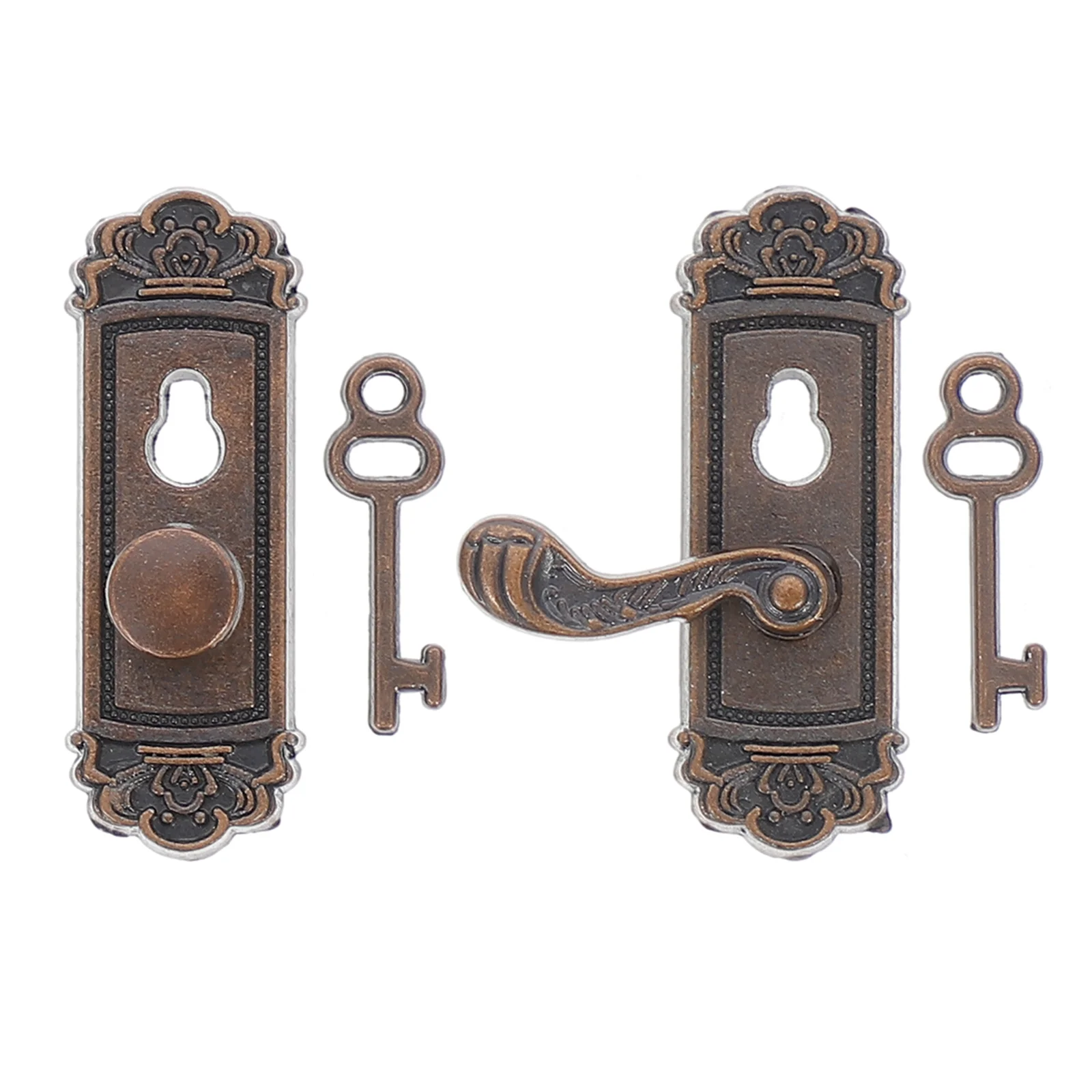 

1 Set Miniature Retro Door Lock Toys with Keys Miniature House Accessory