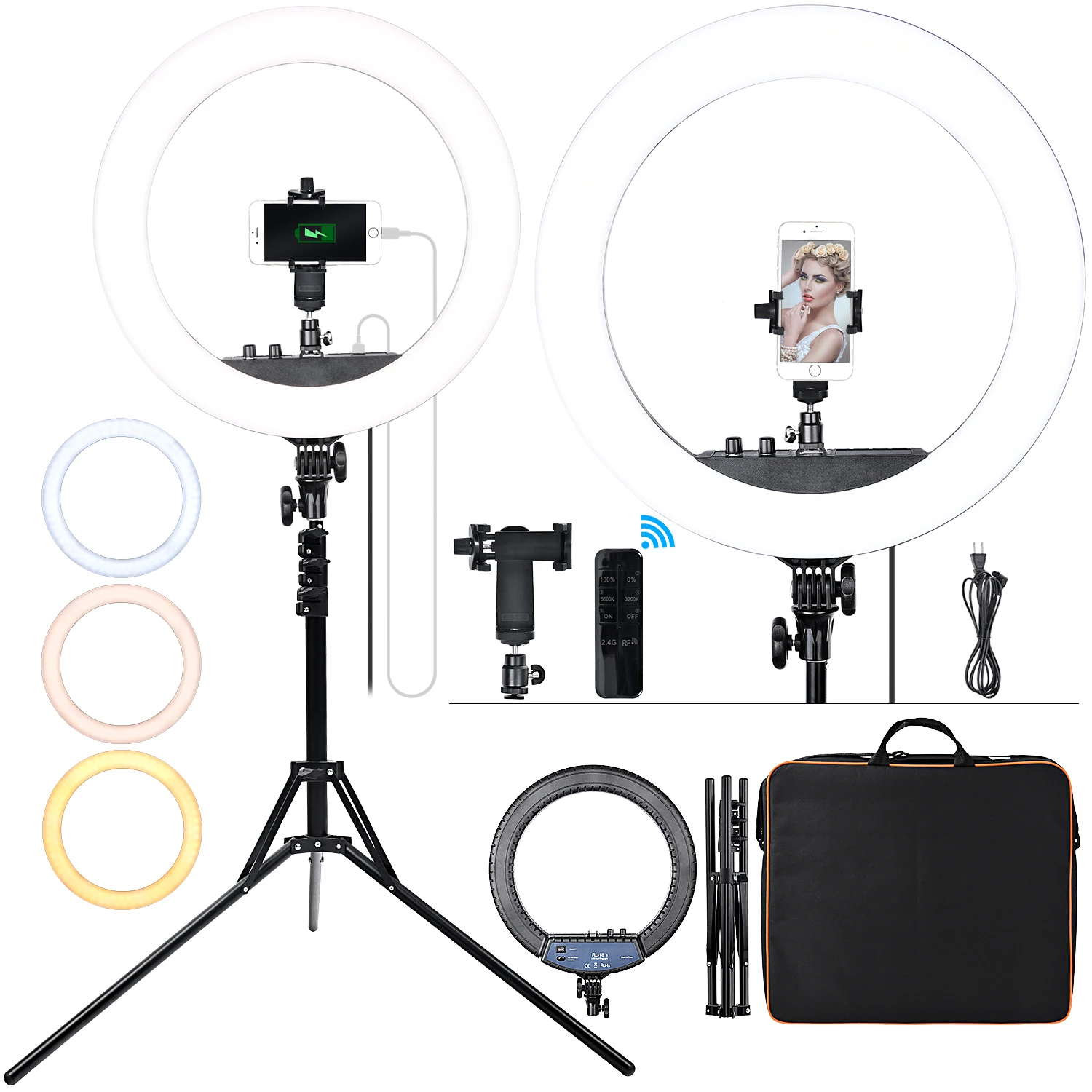 

FOSOTO 18 Inch Photographic Lighting 512 Leds Ring Lamp 55W Led Ring Light With Tripod Stand Remote Control For Youtube Makeup