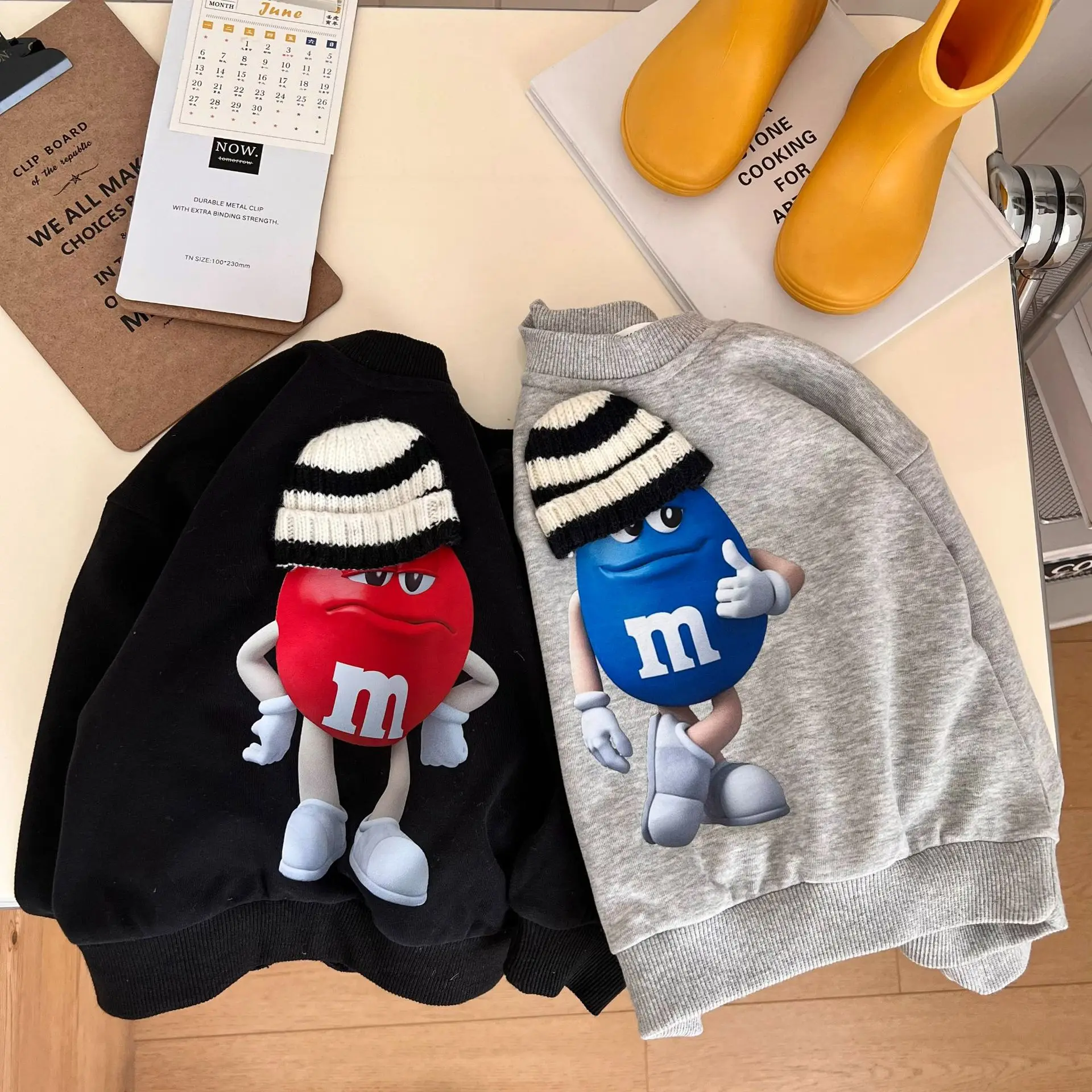 Children's Sweater 2022 Autumn Boys and Girls Cartoon Low Collar Sweater Baby Three-Dimensional Hat Top Internet Hot Fashionable