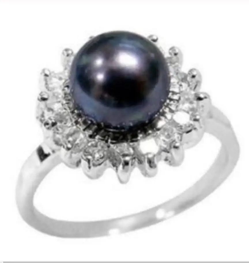 

Кольцо из натурального черного жемчуга AKOYA, размер 6-10, модные благородные украшения