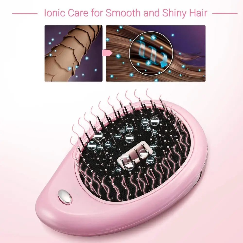 Portable Ion Hairdressing Hair Brush Electric Acoustic Wave Vibrating Massage Comb Anti-Static Mini Straightening |