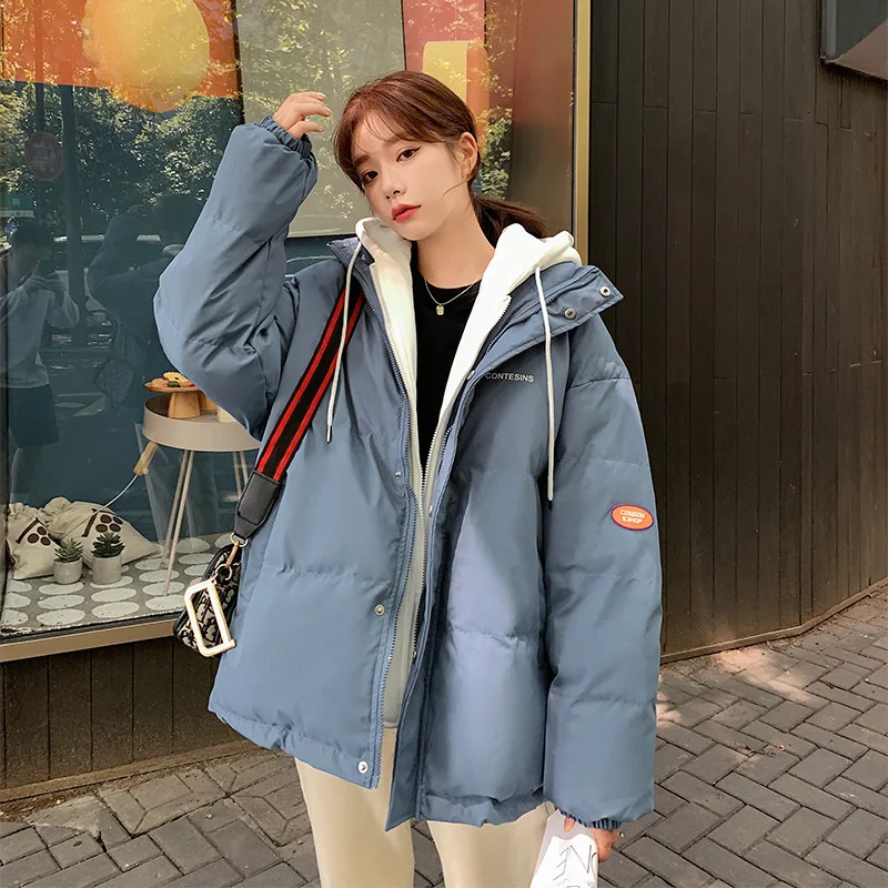 Winter Jacket Women Overcoat Thick Down Cotton Padded Short Parkas Oversize Casual Hooded Bubble Coat Female