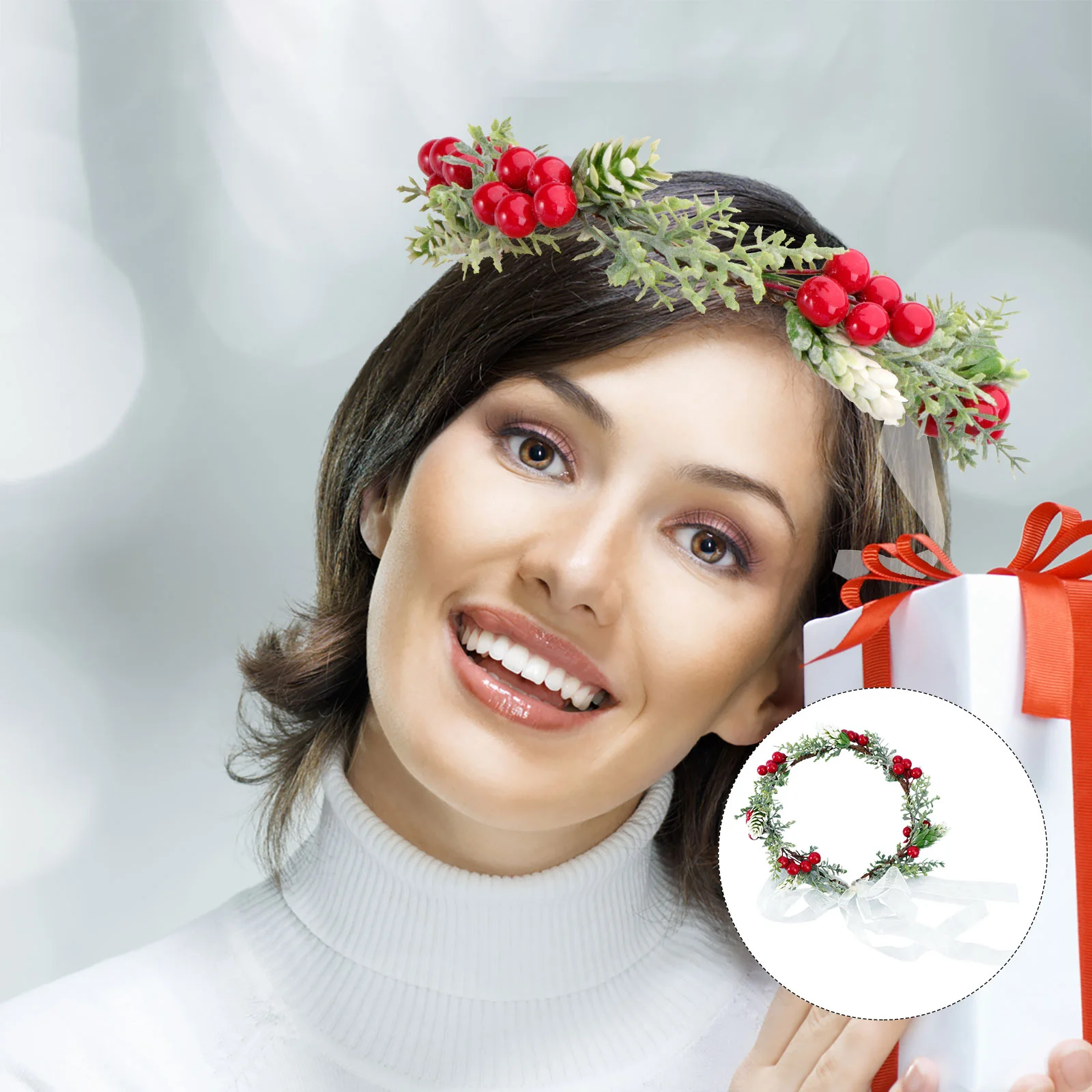 

Garland Headband Flower Berry Wreath Headdressfloral Wedding Women Veil Forchristmas Red Artificial Bridal Hair